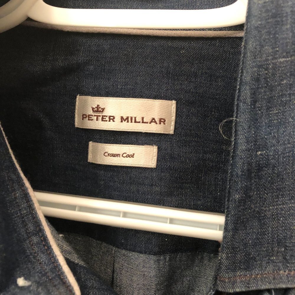 Peter Millar Navy Chambray Button Down Shirt - image 3